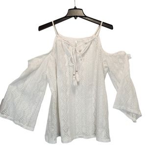 Francescas Off Shoulder Lace Female Size‎ L Top White Beach Cover Up